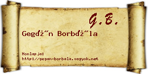 Gegán Borbála névjegykártya